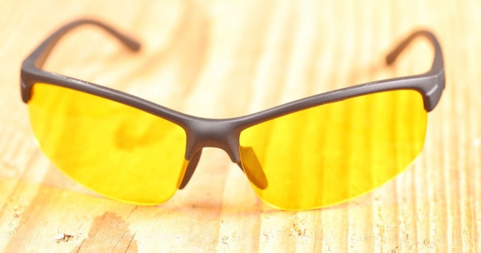Protective Eye Wear with Yellow Tinted Lens